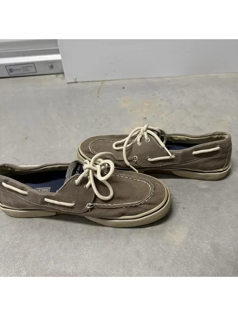 2000s Sperry Bahama 2-Eye Gray Canvas Boat Shoes M Size 9 Casual Deck Sneakers
